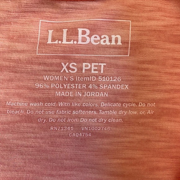 L.L. Bean Streamside Tee, Three-Quarter-Sleeve Splitneck, Coral/Orange Petite XS - Picture 3 of 10